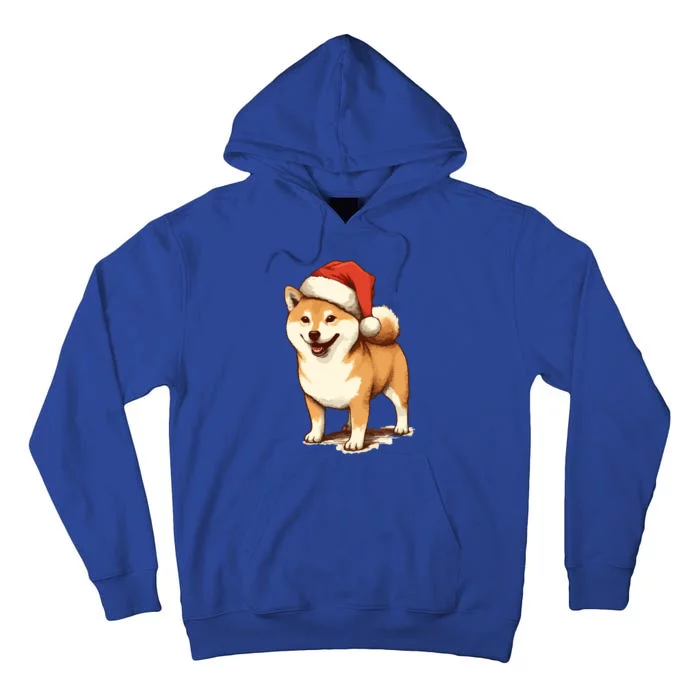 Shiba Inu Dog With Santa Hat Christmas Gift Tall Hoodie