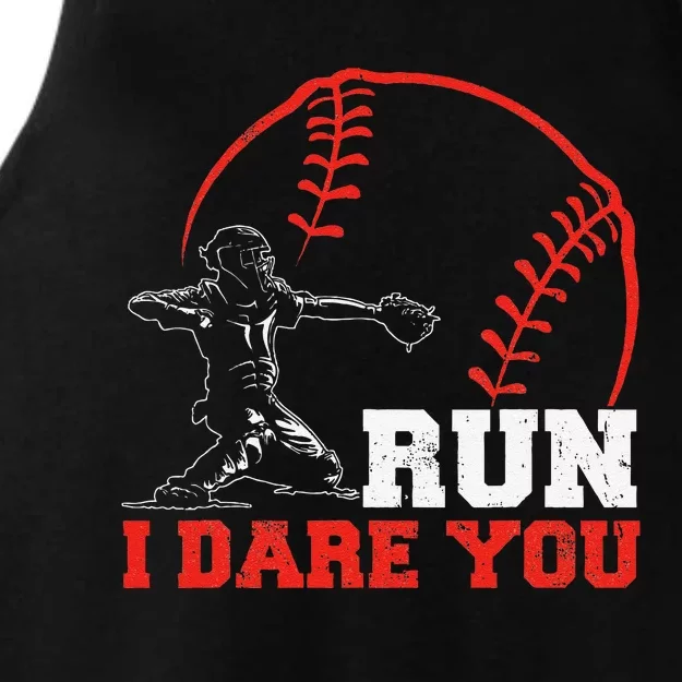 Steal I Dare You Baseball Catcher Baseball Player Ladies Tri-Blend Wicking Tank