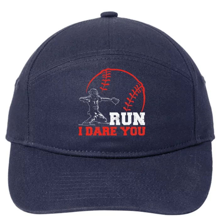 Steal I Dare You Baseball Catcher Baseball Player 7-Panel Snapback Hat