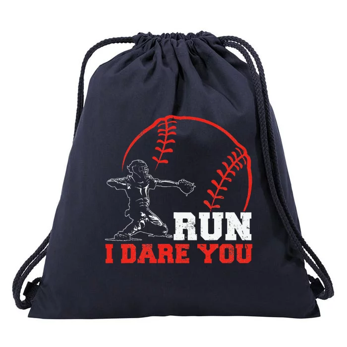 Steal I Dare You Baseball Catcher Baseball Player Drawstring Bag