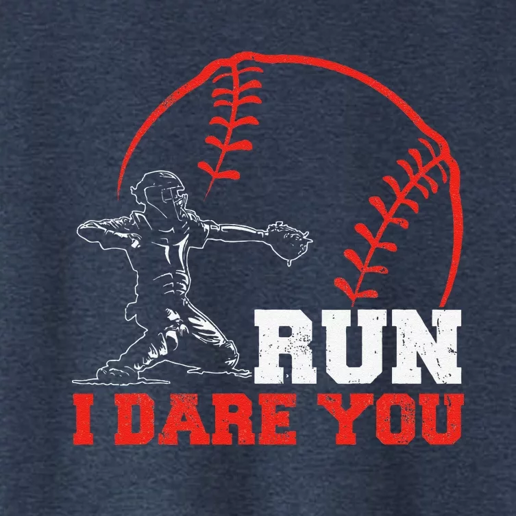 Steal I Dare You Baseball Catcher Baseball Player Women's Crop Top Tee