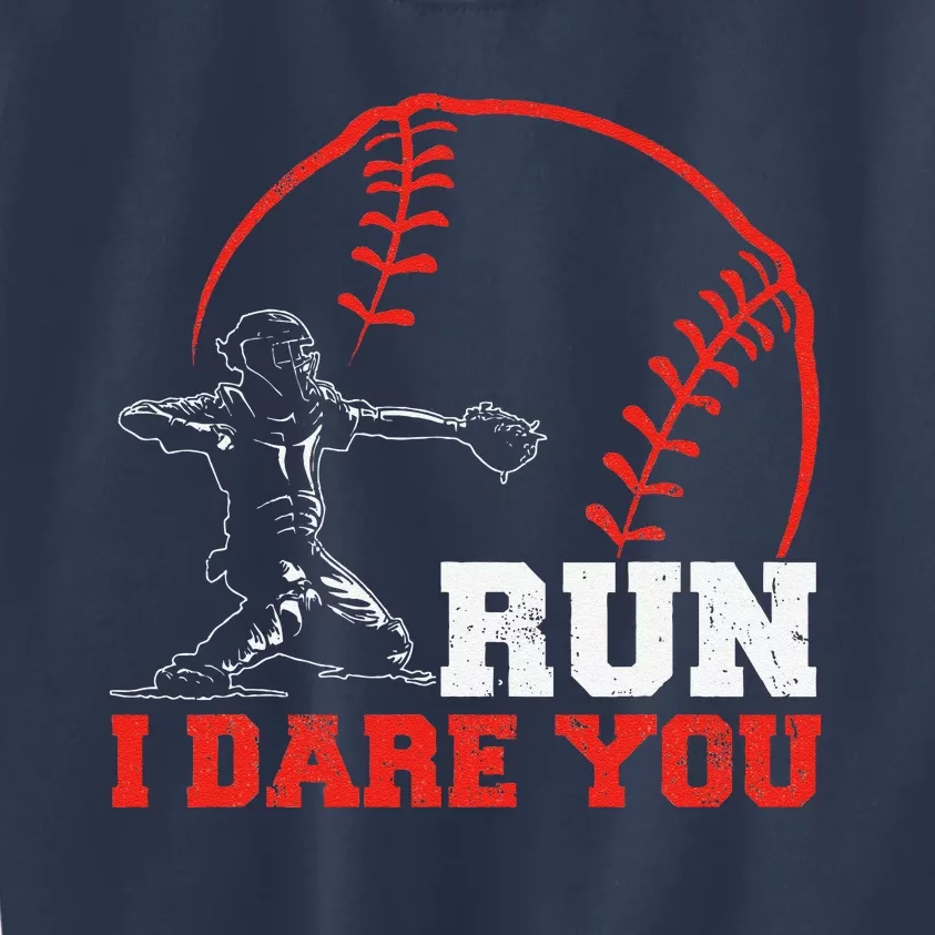 Steal I Dare You Baseball Catcher Baseball Player Kids Sweatshirt