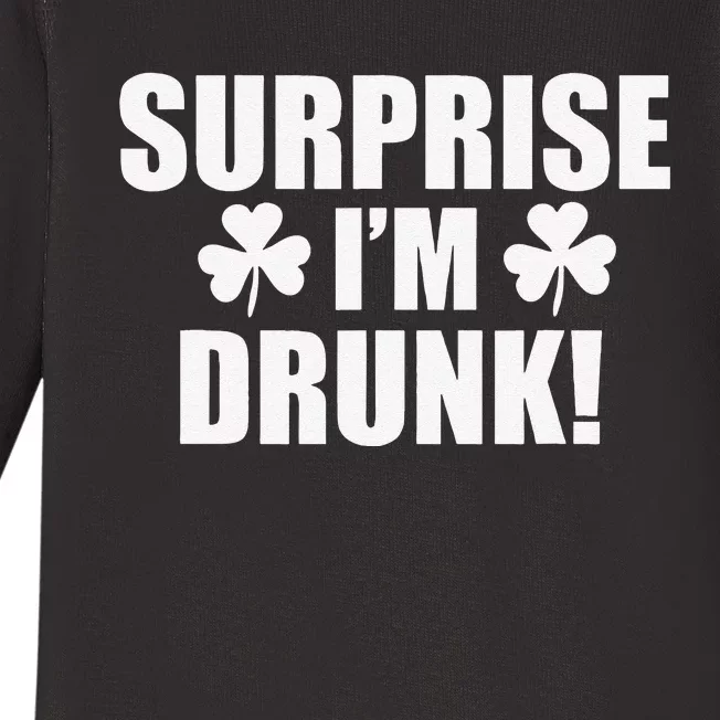 Surprise I'm Drunk Funny Saint Patrick's Day Wasted Baby Long Sleeve Bodysuit