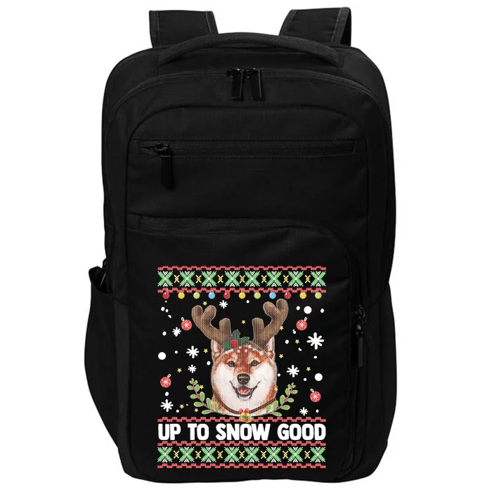 Shiba Inu Dog Reindeer Ugly Christmas Sweater Impact Tech Backpack