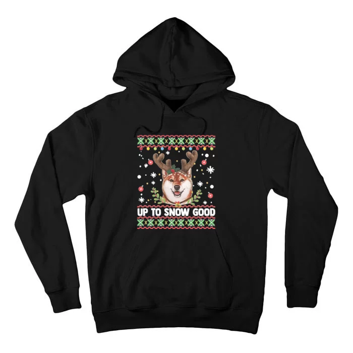 Shiba Inu Dog Reindeer Ugly Christmas Sweater Tall Hoodie