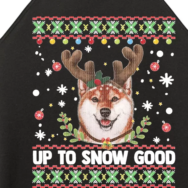 Shiba Inu Dog Reindeer Ugly Christmas Sweater Women’s Perfect Tri Rocker Tank