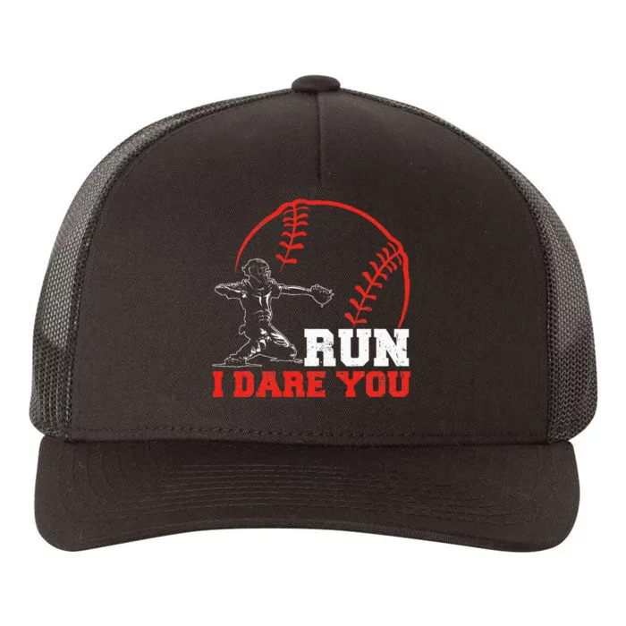 Steal I Dare You Baseball Catcher Baseball Player Yupoong Adult 5-Panel Trucker Hat