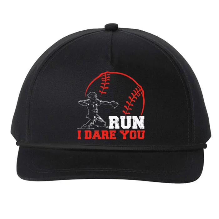 Steal I Dare You Baseball Catcher Baseball Player Snapback Five-Panel Rope Hat