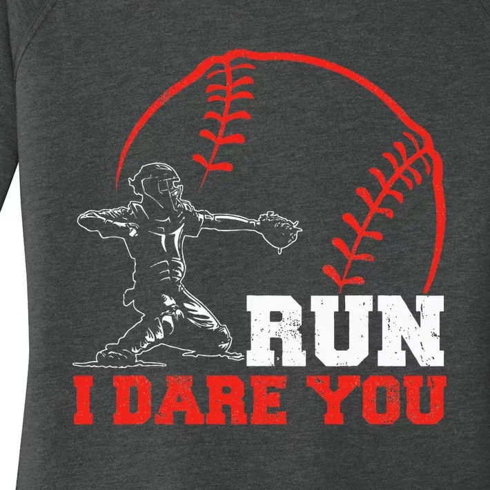 Steal I Dare You Baseball Catcher Baseball Player Women's Perfect Tri Tunic Long Sleeve Shirt