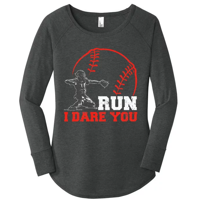 Steal I Dare You Baseball Catcher Baseball Player Women's Perfect Tri Tunic Long Sleeve Shirt