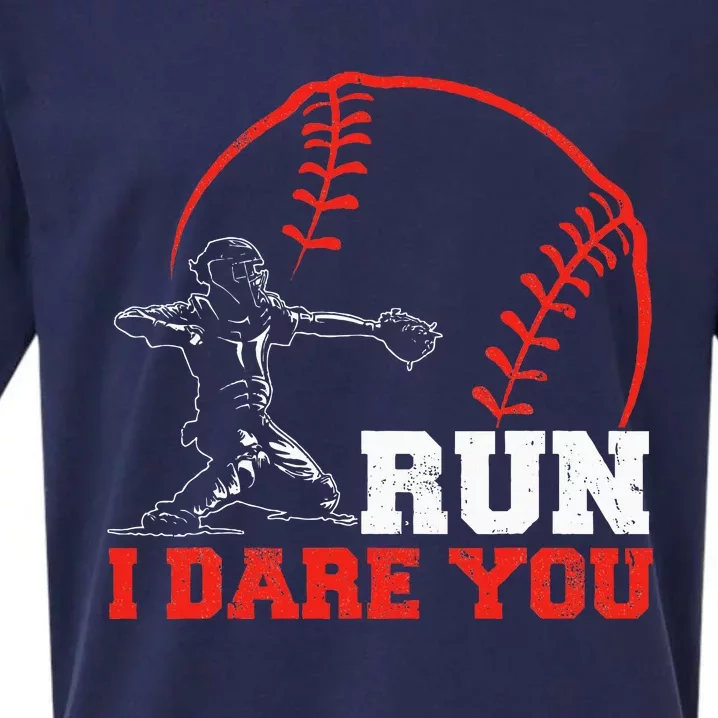 Steal I Dare You Baseball Catcher Baseball Player Sueded Cloud Jersey T-Shirt