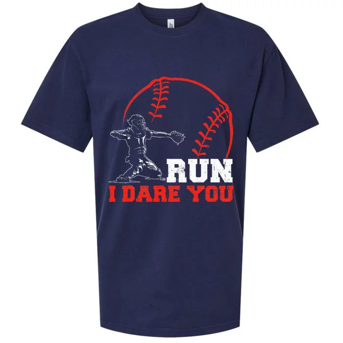 Steal I Dare You Baseball Catcher Baseball Player Sueded Cloud Jersey T-Shirt