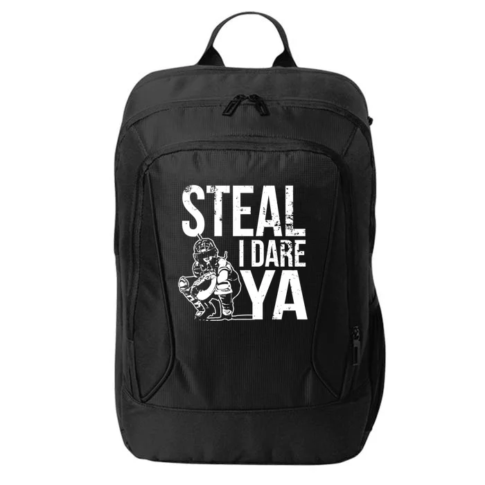 Steal I Dare Ya Funny Softball Catcher Team Sport Gift City Backpack