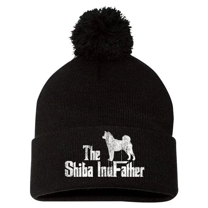 Shiba Inu Dog Fathers Day Funny Doxie Doggie Puppy Daddy Pom Pom 12in Knit Beanie