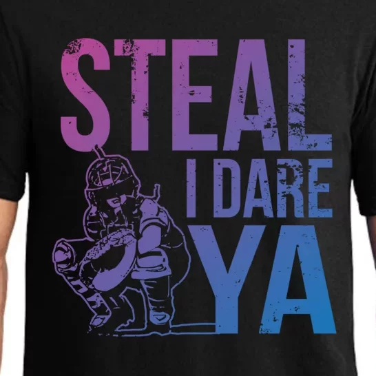 Steal I Dare Ya Funny Softball Catcher Team Sport Gift Pajama Set