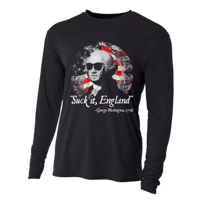 Suck It England Funny 4th Of July George Washington 1776 Cooling Performance Long Sleeve Crew