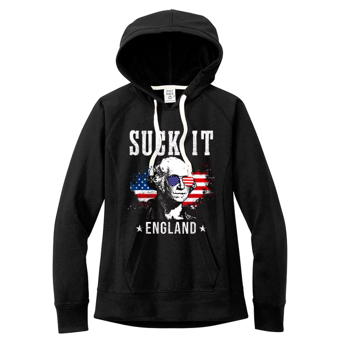 Suck It England Funny 4th Of July George Washington 1776 Women's Fleece Hoodie