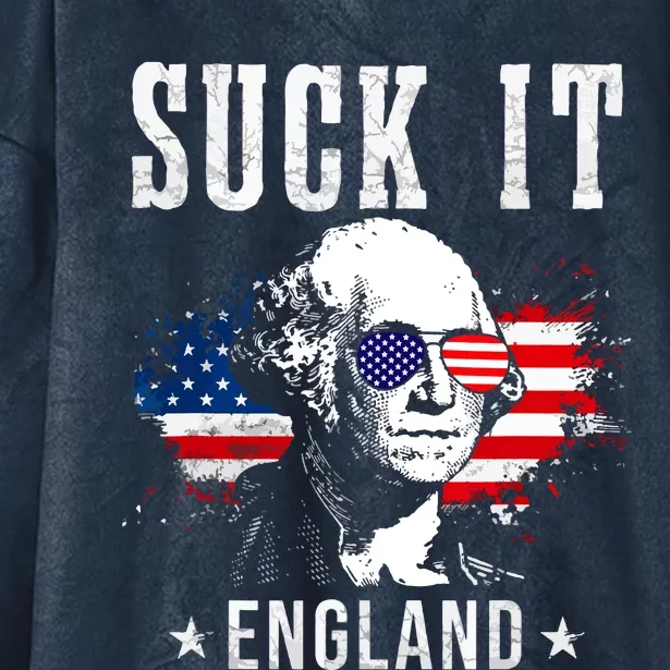 Suck It England Funny 4th Of July George Washington 1776 Hooded Wearable Blanket