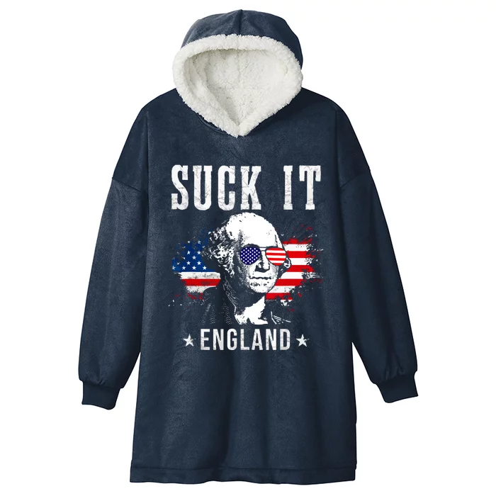 Suck It England Funny 4th Of July George Washington 1776 Hooded Wearable Blanket