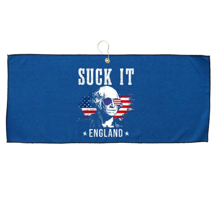 Suck It England Funny 4th Of July George Washington 1776 Large Microfiber Waffle Golf Towel