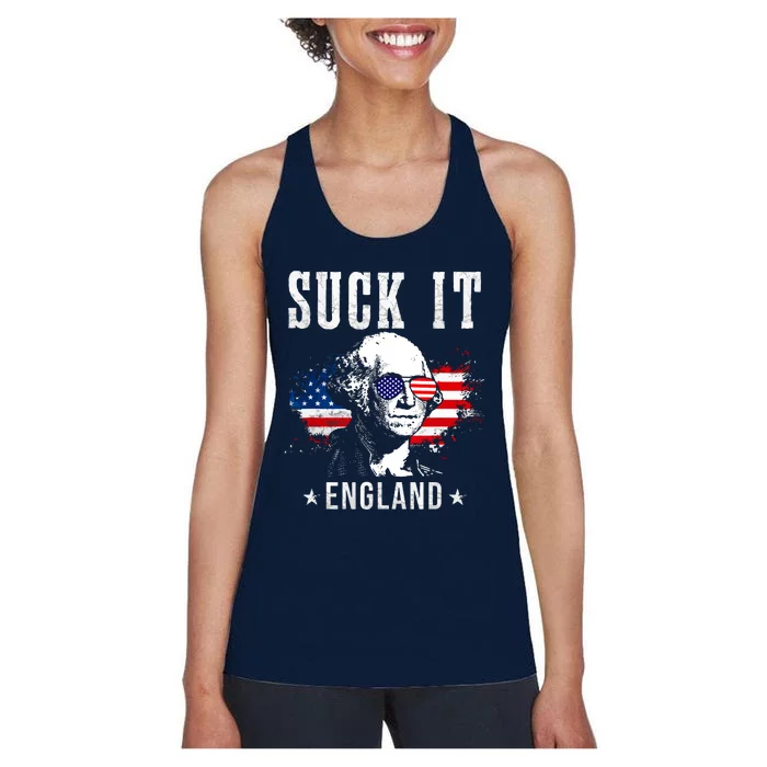 Suck It England Funny 4th Of July George Washington 1776 Women's Racerback Tank