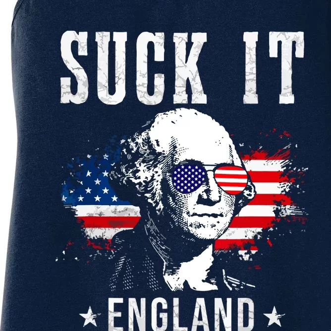 Suck It England Funny 4th Of July George Washington 1776 Women's Racerback Tank