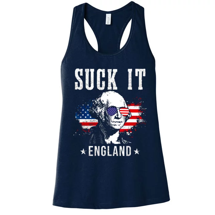 Suck It England Funny 4th Of July George Washington 1776 Women's Racerback Tank