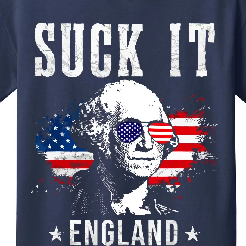 Suck It England Funny 4th Of July George Washington 1776 Kids T-Shirt