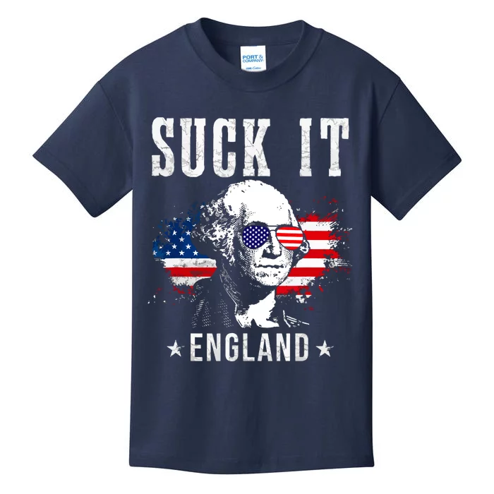 Suck It England Funny 4th Of July George Washington 1776 Kids T-Shirt