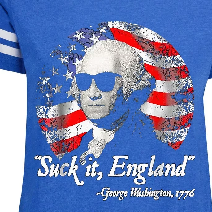 Suck It England Funny 4th Of July George Washington Enza Ladies Jersey Football T-Shirt