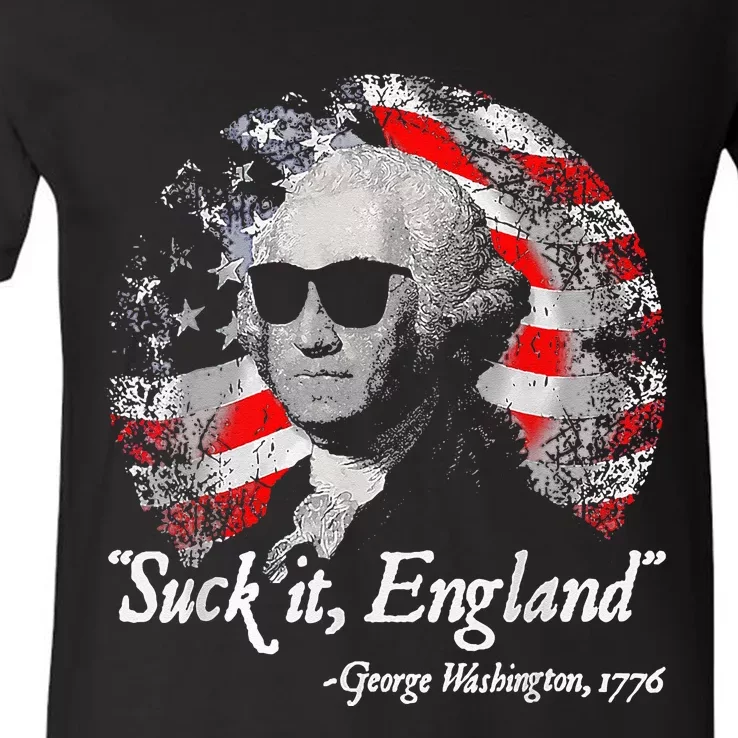 Suck It England Funny 4th Of July George Washington 1776 V-Neck T-Shirt