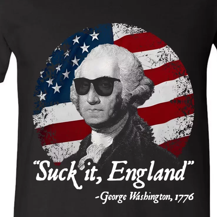 Suck It England Funny 4th Of July George Washington 1776 V-Neck T-Shirt