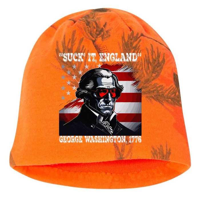 Suck It England 4th of July Funny George Washington 1776 Kati - Camo Knit Beanie