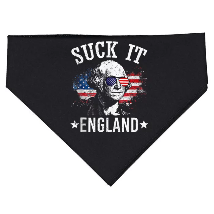 Suck It England Funny 4th Of July George Washington 1776 USA-Made Doggie Bandana