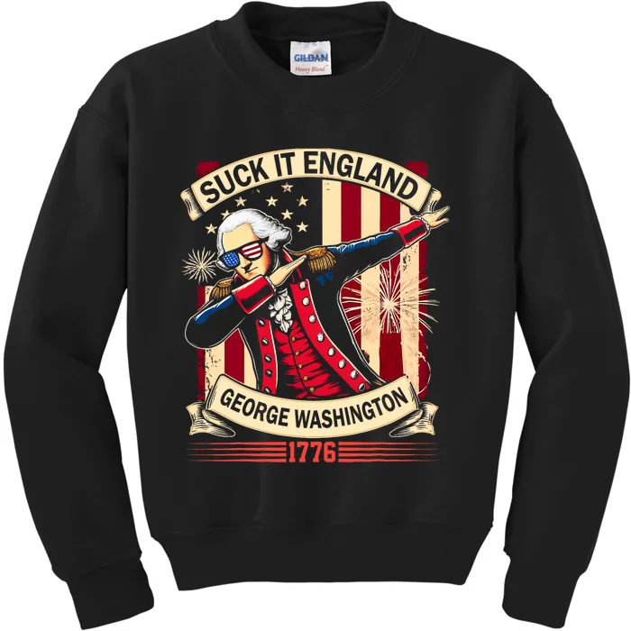 Suck It England Usa Flag 4th Of July Patriotic 2024 Kids Sweatshirt