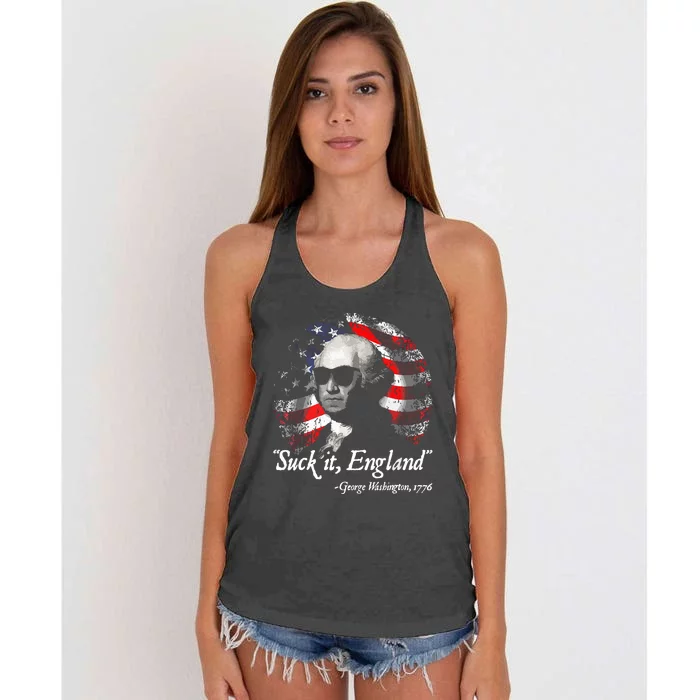 Suck It England Funny 4th Of July George Washington 1776 Women's Knotted Racerback Tank