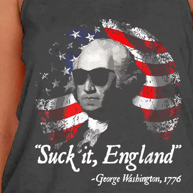 Suck It England Funny 4th Of July George Washington 1776 Women's Knotted Racerback Tank