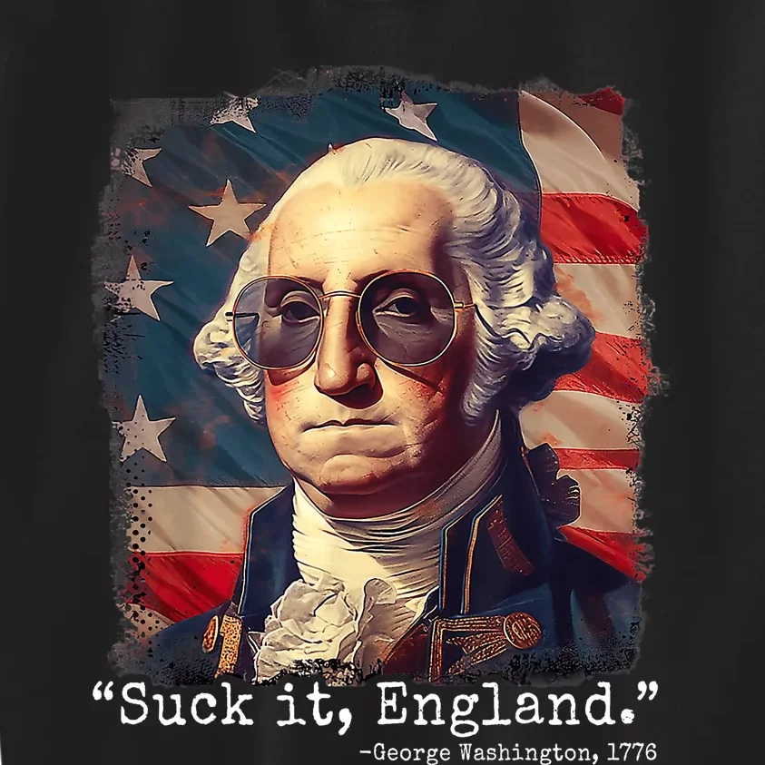 Suck It England Funny 4th Of July George Washington 1776 Kids Sweatshirt