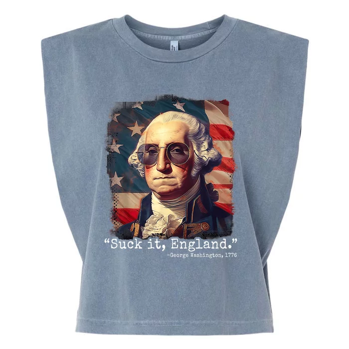 Suck It England Funny 4th Of July George Washington 1776 Garment-Dyed Women's Muscle Tee