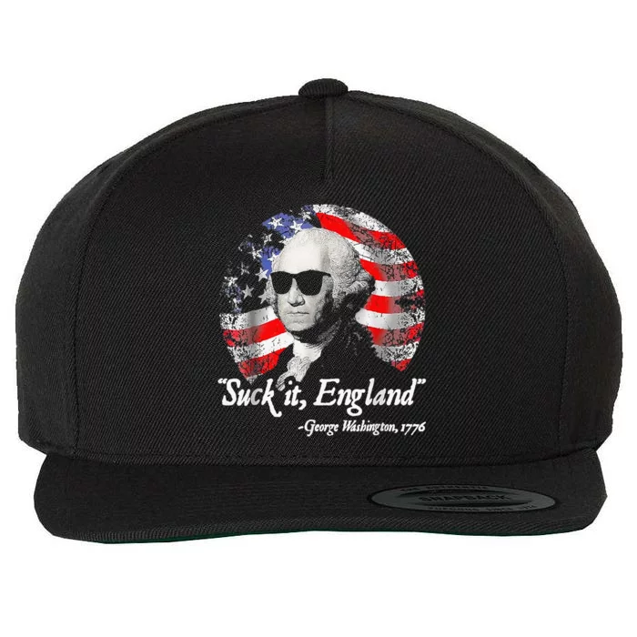 Suck It England Funny 4th of July George Washington Wool Snapback Cap