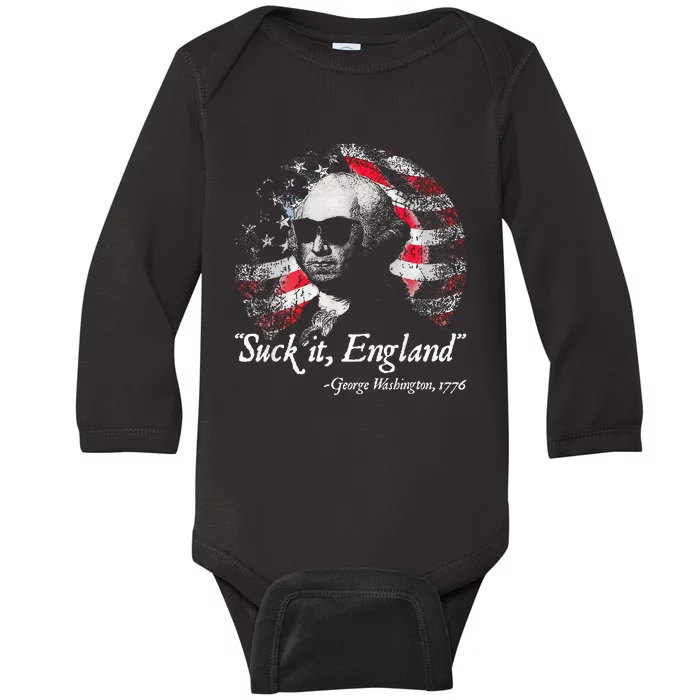 Suck It England Funny 4th Of July For Men Women Baby Long Sleeve Bodysuit