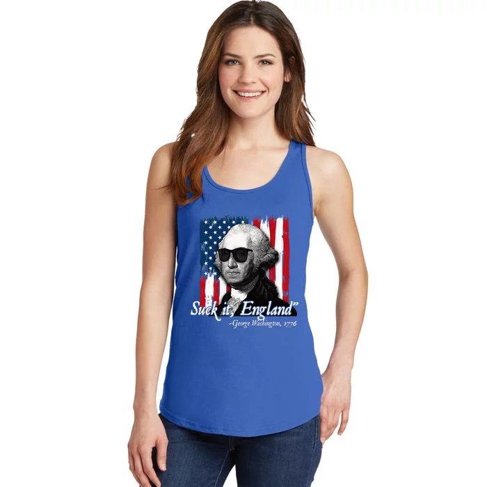 Suck It England Funny George Washington Usa Flag Ladies Essential Tank