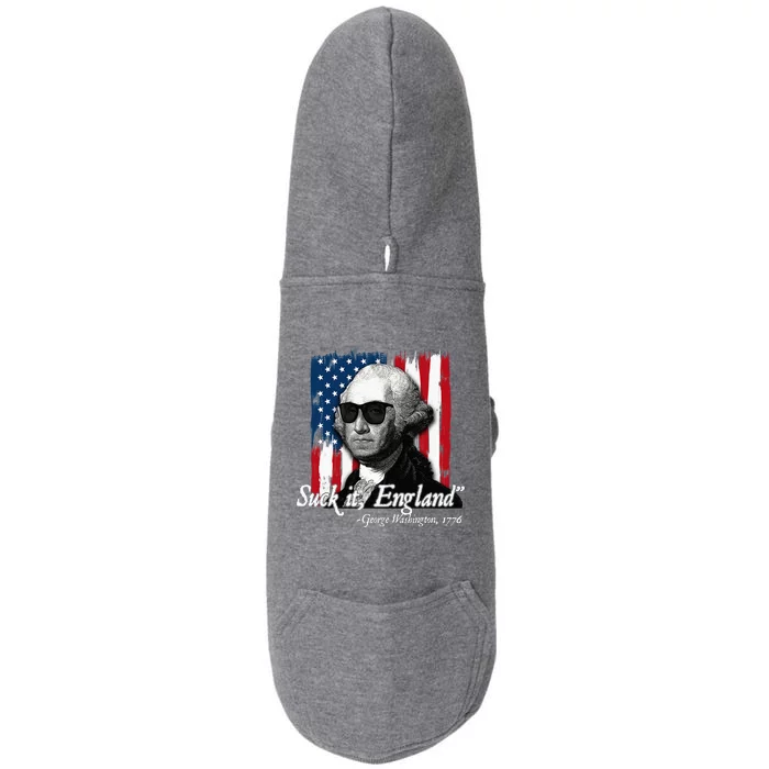 Suck It England Funny George Washington Usa Flag Doggie 3-End Fleece Hoodie