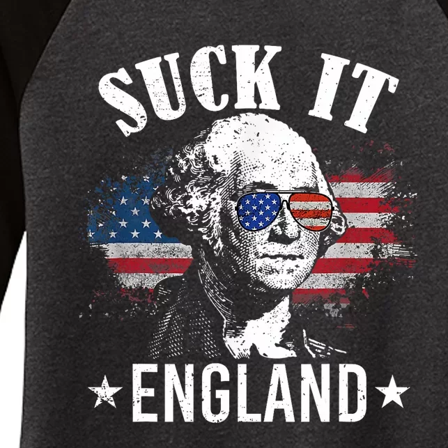 Suck It England Funny 4th Of July George Washington Women's Tri-Blend 3/4-Sleeve Raglan Shirt