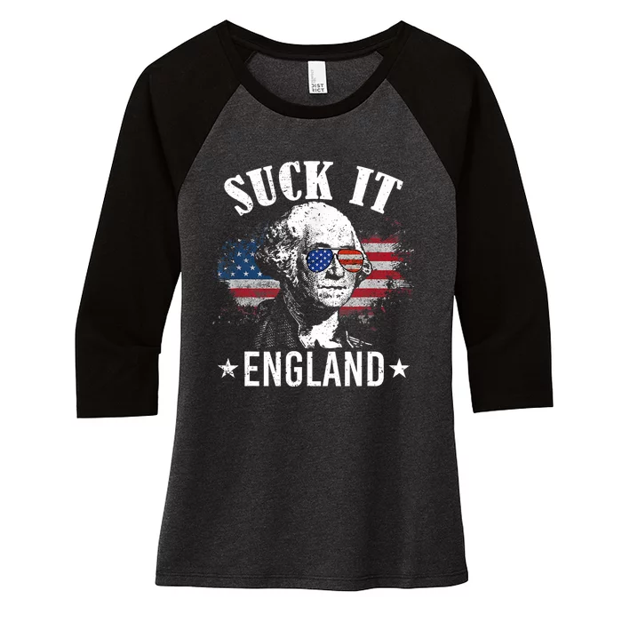 Suck It England Funny 4th Of July George Washington Women's Tri-Blend 3/4-Sleeve Raglan Shirt