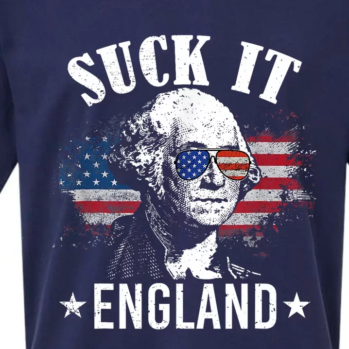 Suck It England Funny 4th Of July George Washington Sueded Cloud Jersey T-Shirt