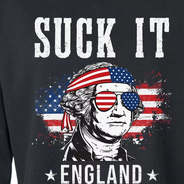 Suck It England Funny 4th of July George Washington Funny Cropped Pullover Crew