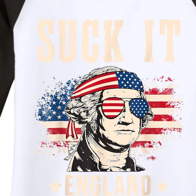 Suck It England Funny 4th Of July George Washington Women's Tri-Blend 3/4-Sleeve Raglan Shirt