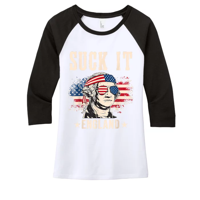 Suck It England Funny 4th Of July George Washington Women's Tri-Blend 3/4-Sleeve Raglan Shirt