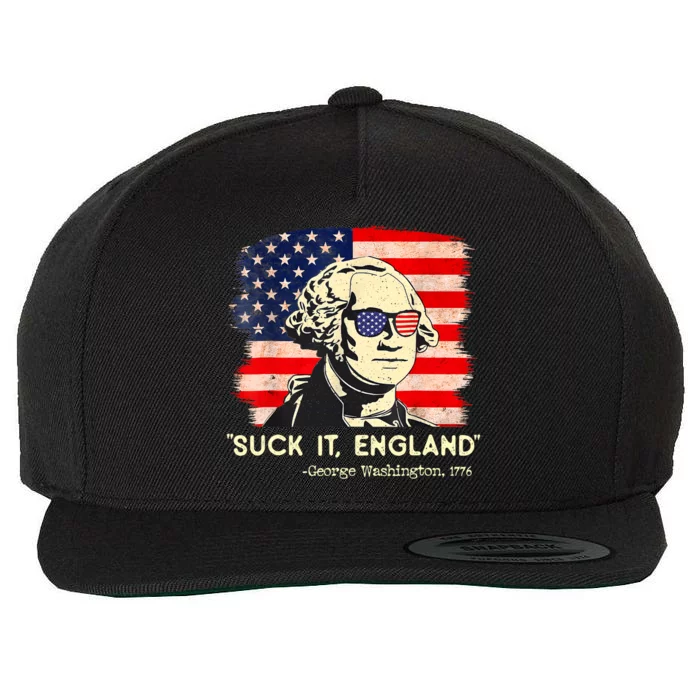 Suck It England Funny 4th Of July George Washington 1776 Wool Snapback Cap